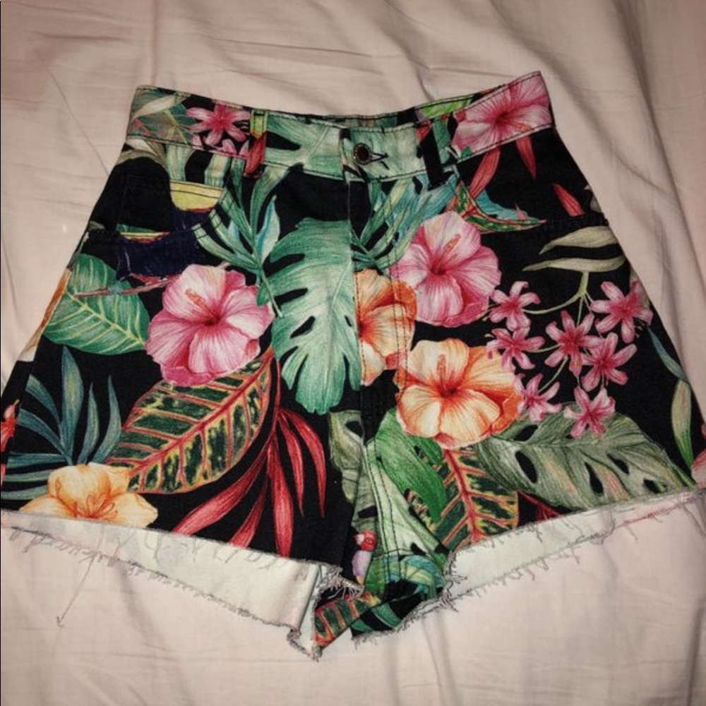 ZARA Tropical High Waisted Shorts